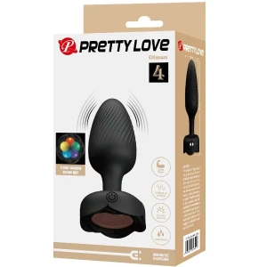 PRETTY LOVE - PLUG ANAL OLMAN AVEC LUMIÃRE LED NOIR 8,8 CM